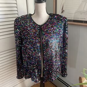 Vintage Adrianna Papell Jacket 3X Colorful All Over Sequin Evening New Years